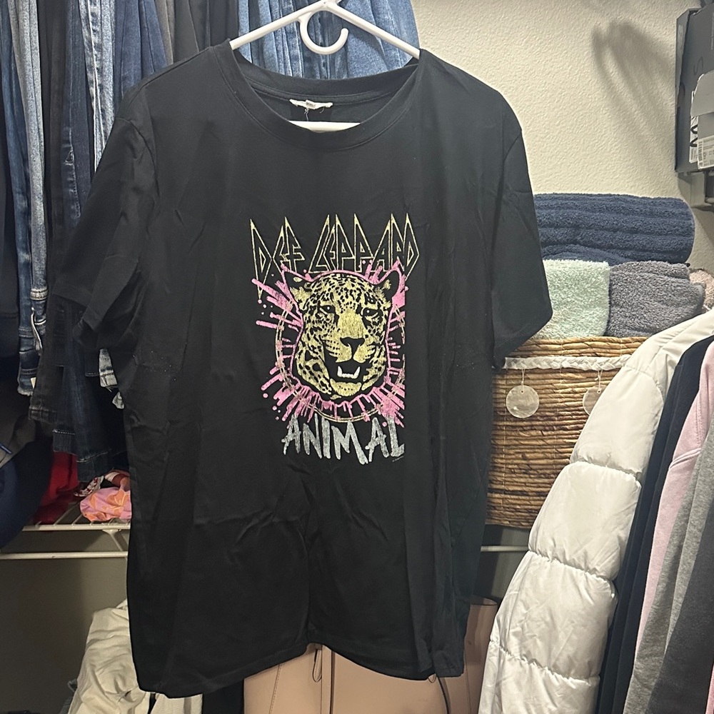 Maurices Black Graphic Tee with Pink and White Accents